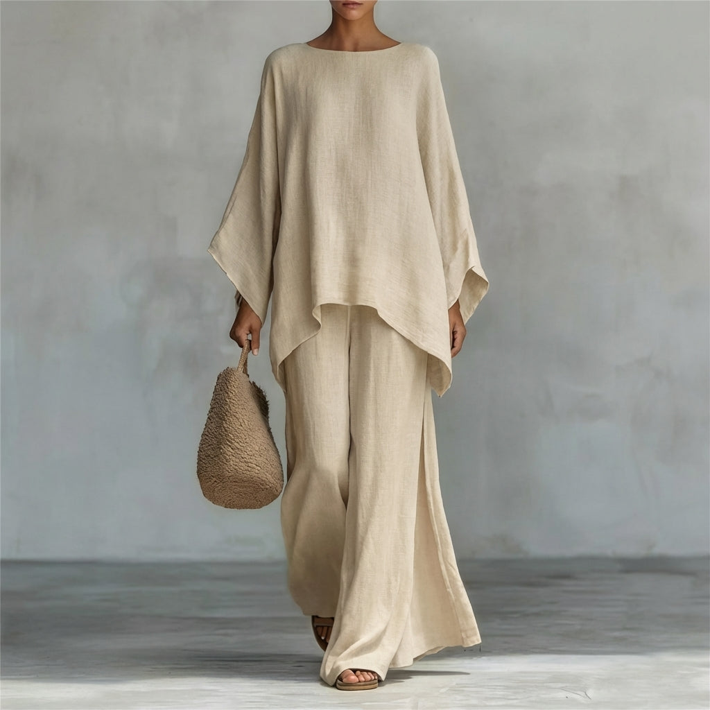 Christine | Two-Piece Set with Long-Sleeved Top and Wide-Leg Pants