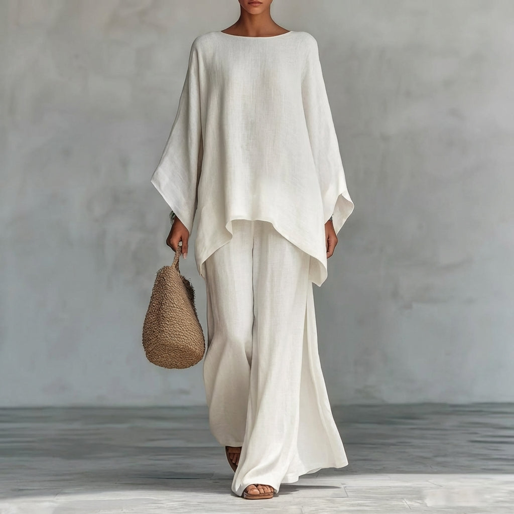 Christine | Two-Piece Set with Long-Sleeved Top and Wide-Leg Pants