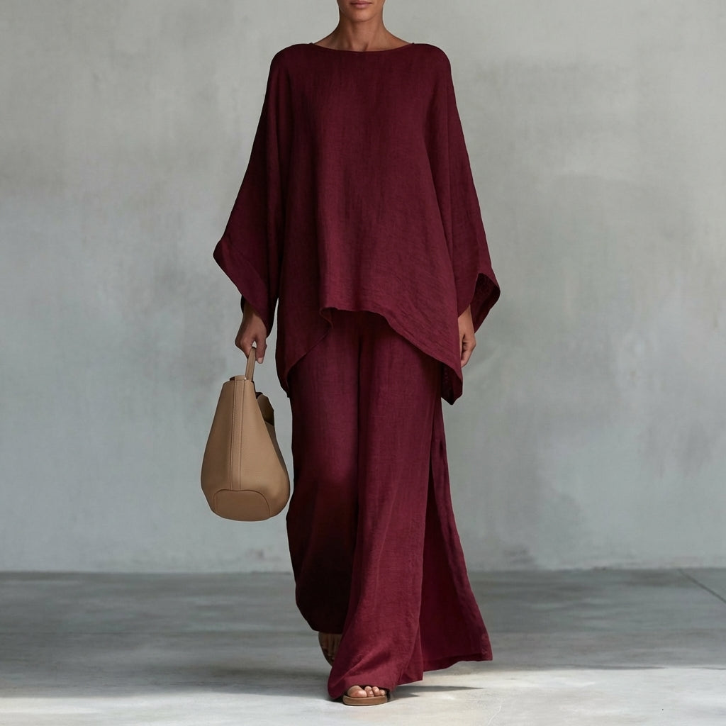 Christine | Two-Piece Set with Long-Sleeved Top and Wide-Leg Pants