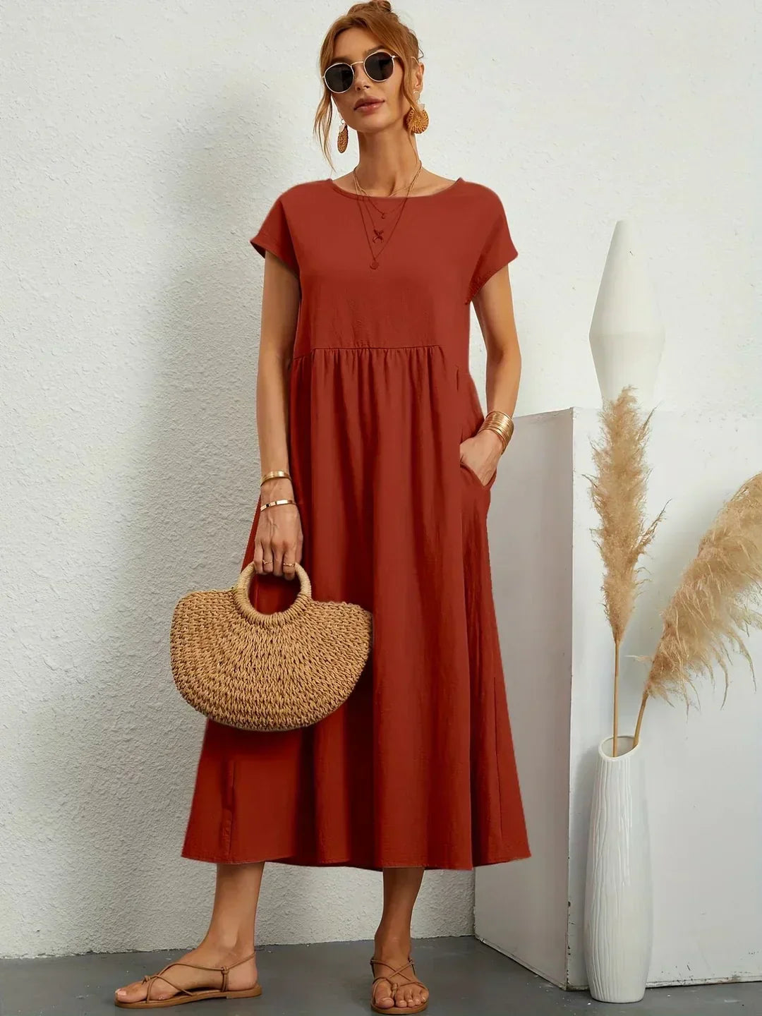 Gabrielle™ — Flowing Midi Dress with Timeless Elegance