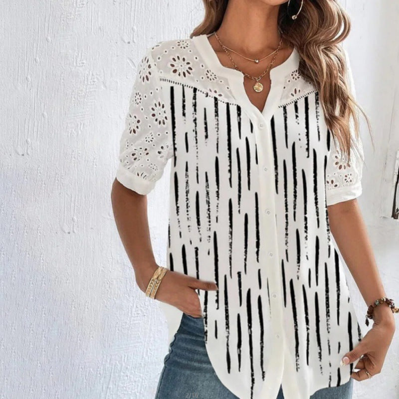 ELISE™ | Casual Lace Printed Blouse