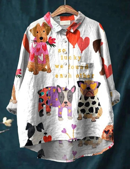Claudia™ Playful Doggie Print Blouse