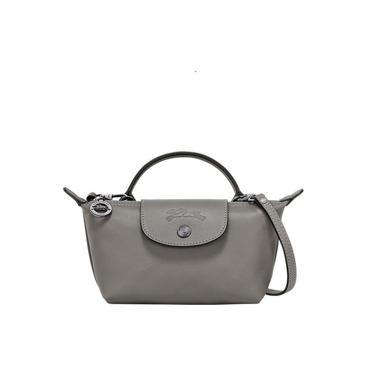 Mini Leather Crossbody Bag - Grey