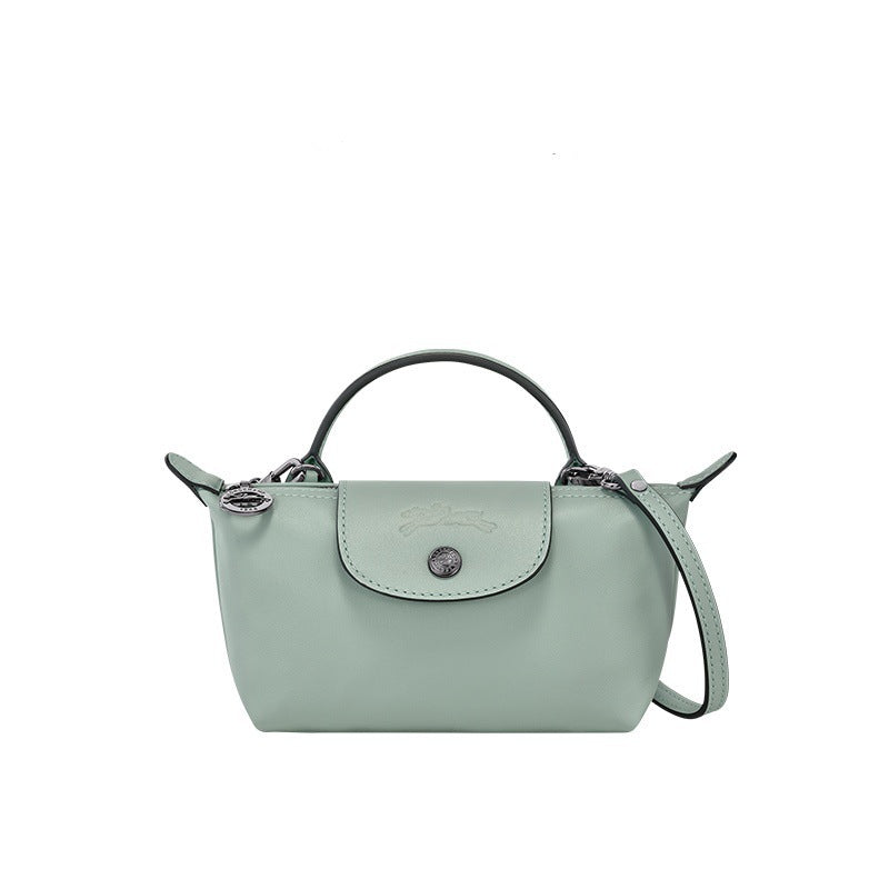 Mini Leather Crossbody Bag - Light Blue