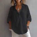 Women’S Casual Linen Shirt with Button Placket and Wide Sleeves Lune London