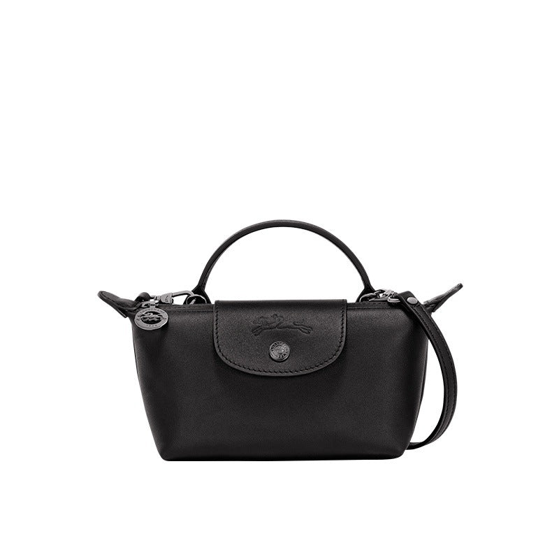 Mini Leather Crossbody Bag - Black