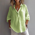 Women’S Casual Linen Shirt with Button Placket and Wide Sleeves Lune London