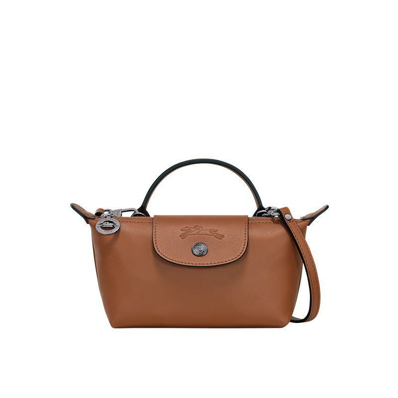 Mini Leather Crossbody Bag - Brown