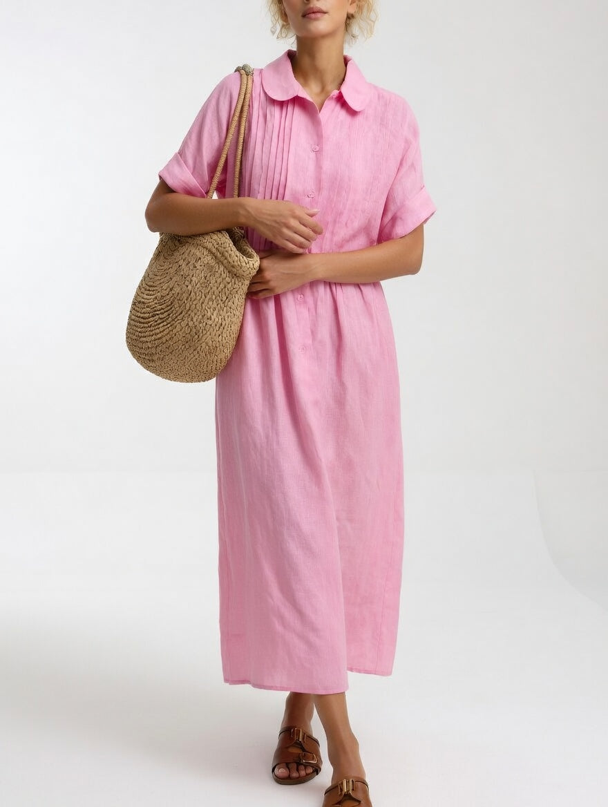 Lysandra™ — Long Cotton Shirt Dress