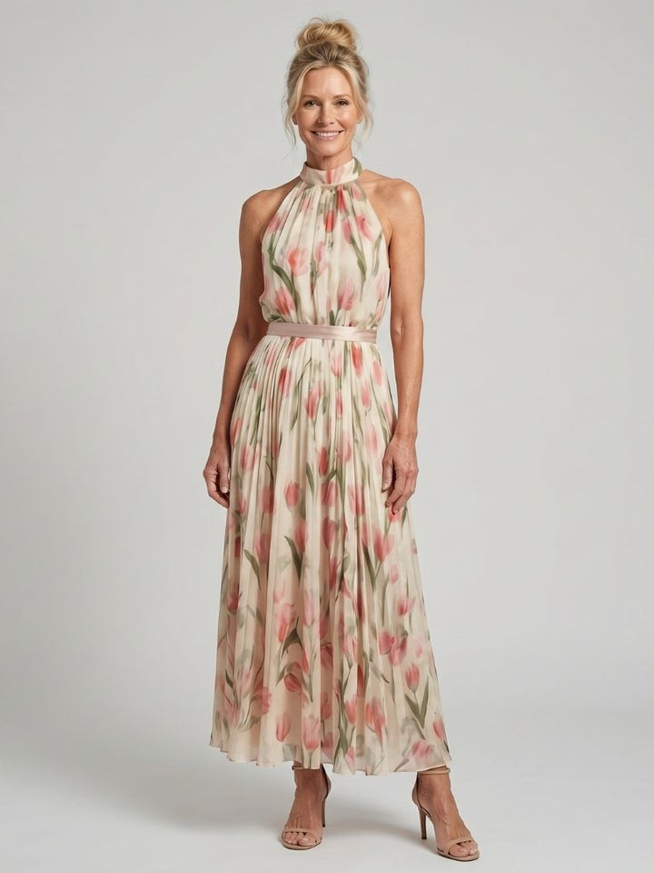 Naomi | Halter Neck Floral Midi Dress