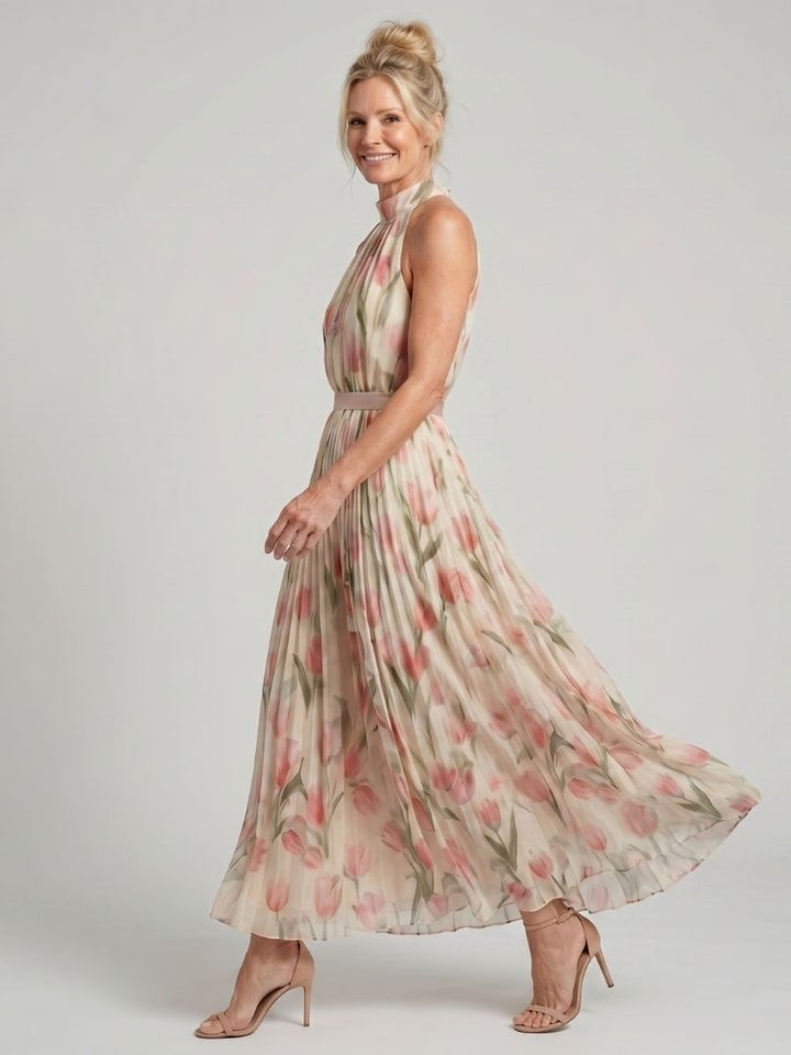 Naomi | Halter Neck Floral Midi Dress