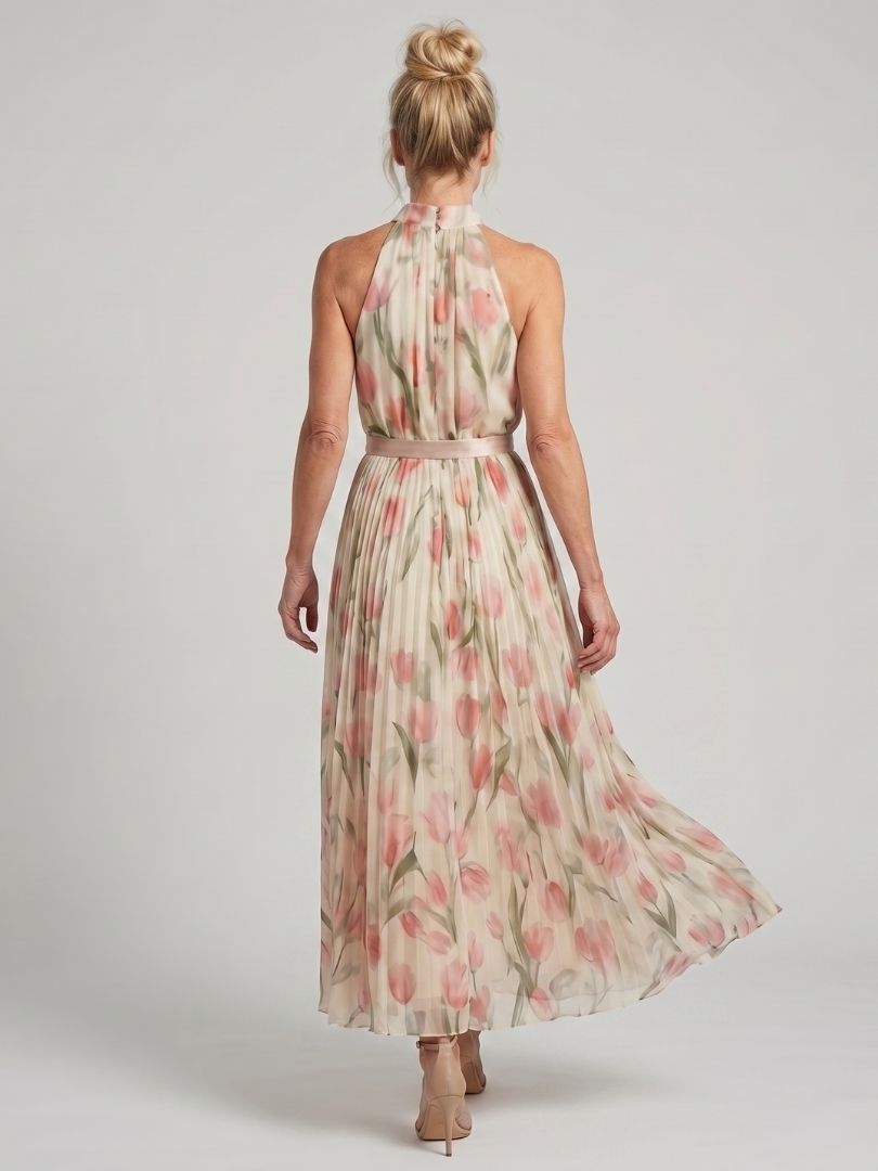 Naomi | Halter Neck Floral Midi Dress