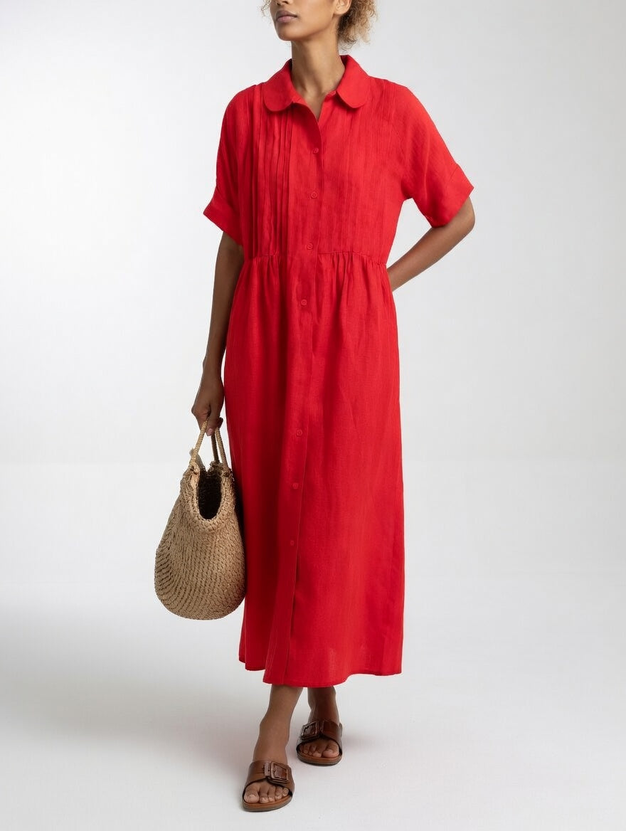 Lysandra™ — Long Cotton Shirt Dress