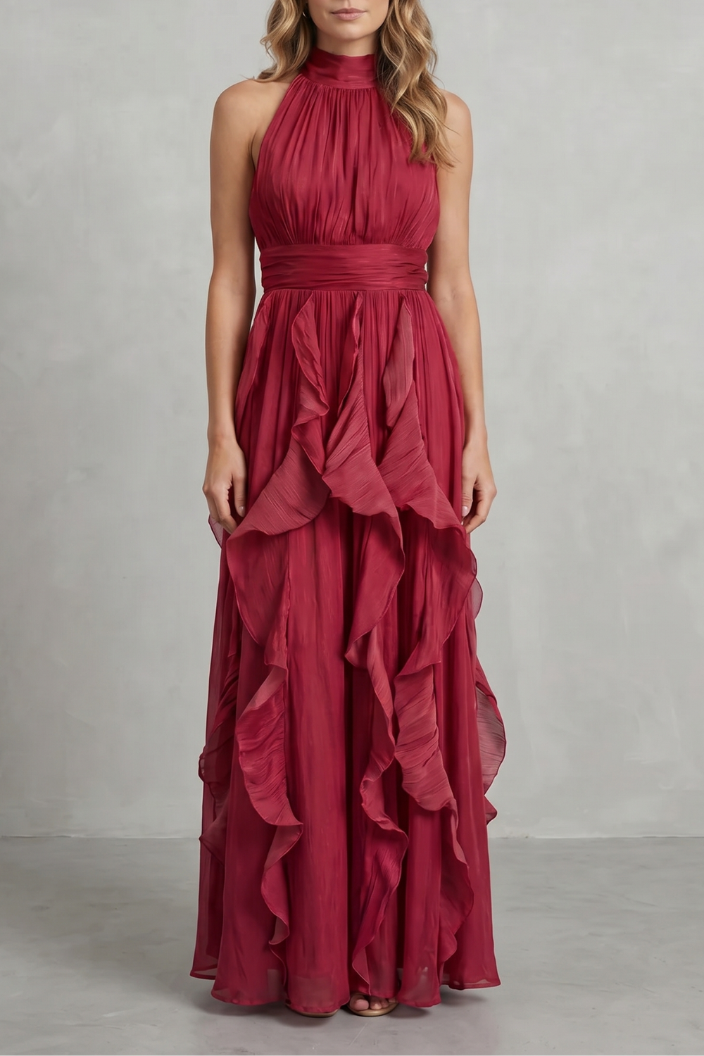 Rosa – Ruffled chiffon elegance – Maxi dress