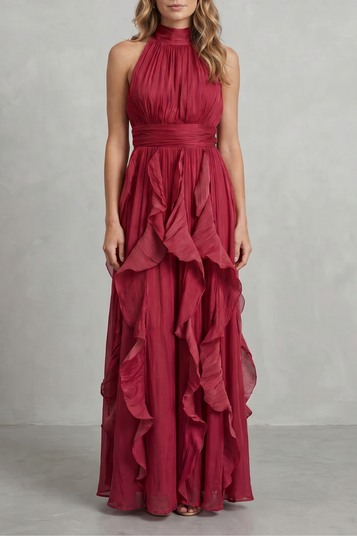 Rosa – Ruffled chiffon elegance – Maxi dress