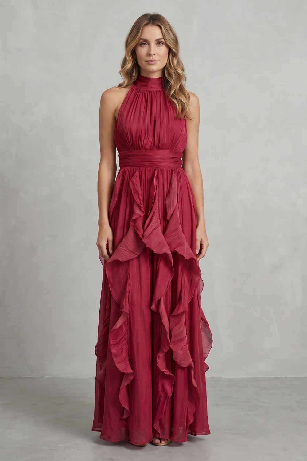 Rosa – Ruffled chiffon elegance – Maxi dress