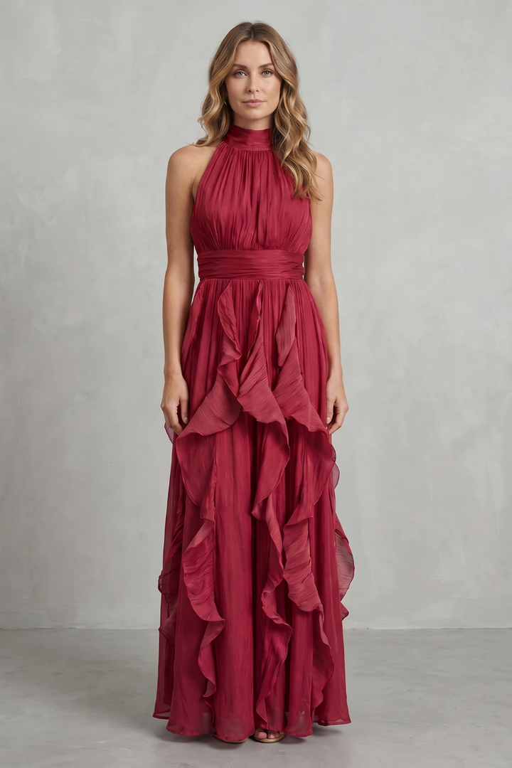 Rosa – Ruffled chiffon elegance – Maxi dress