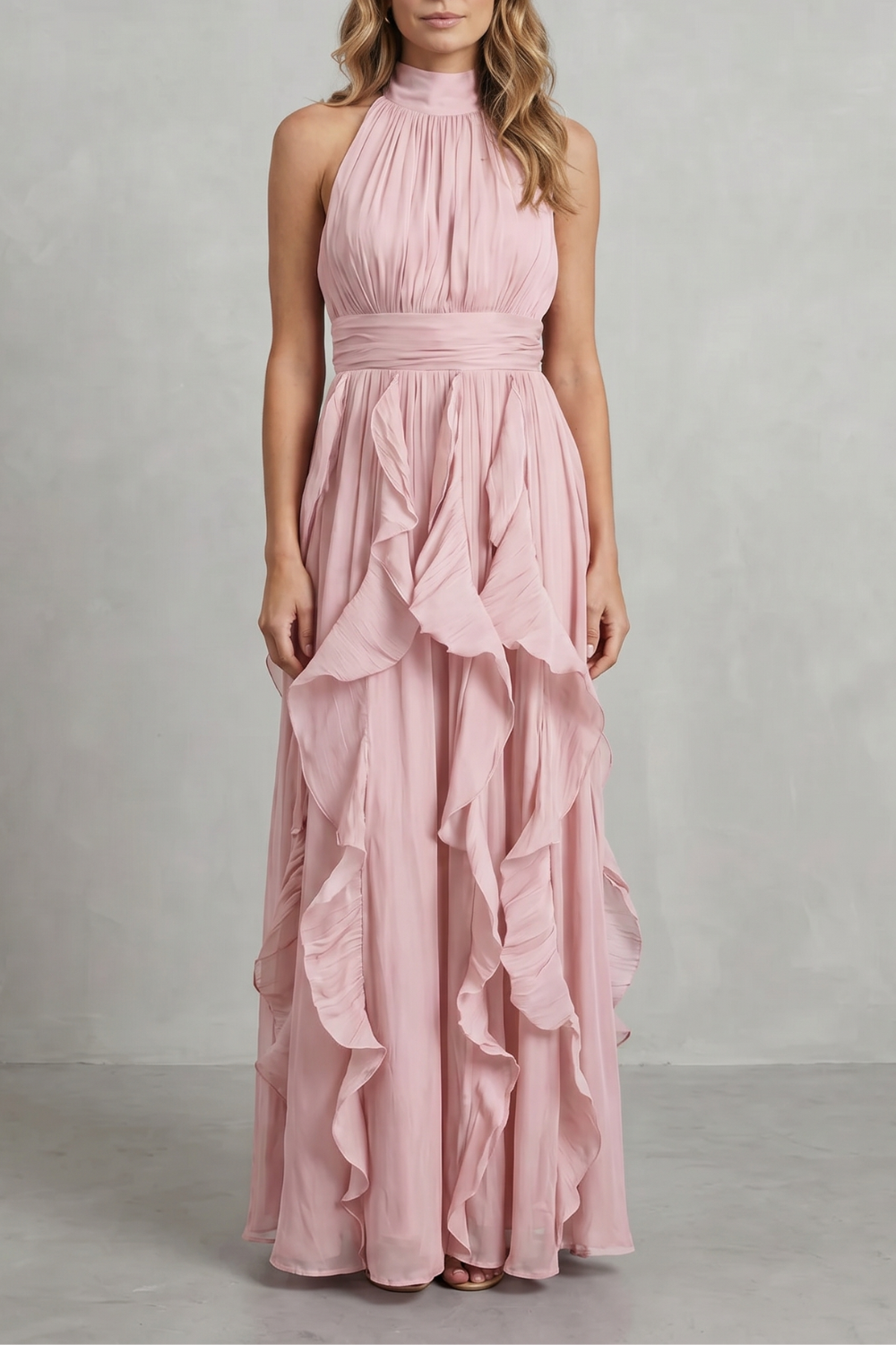 Rosa – Ruffled chiffon elegance – Maxi dress