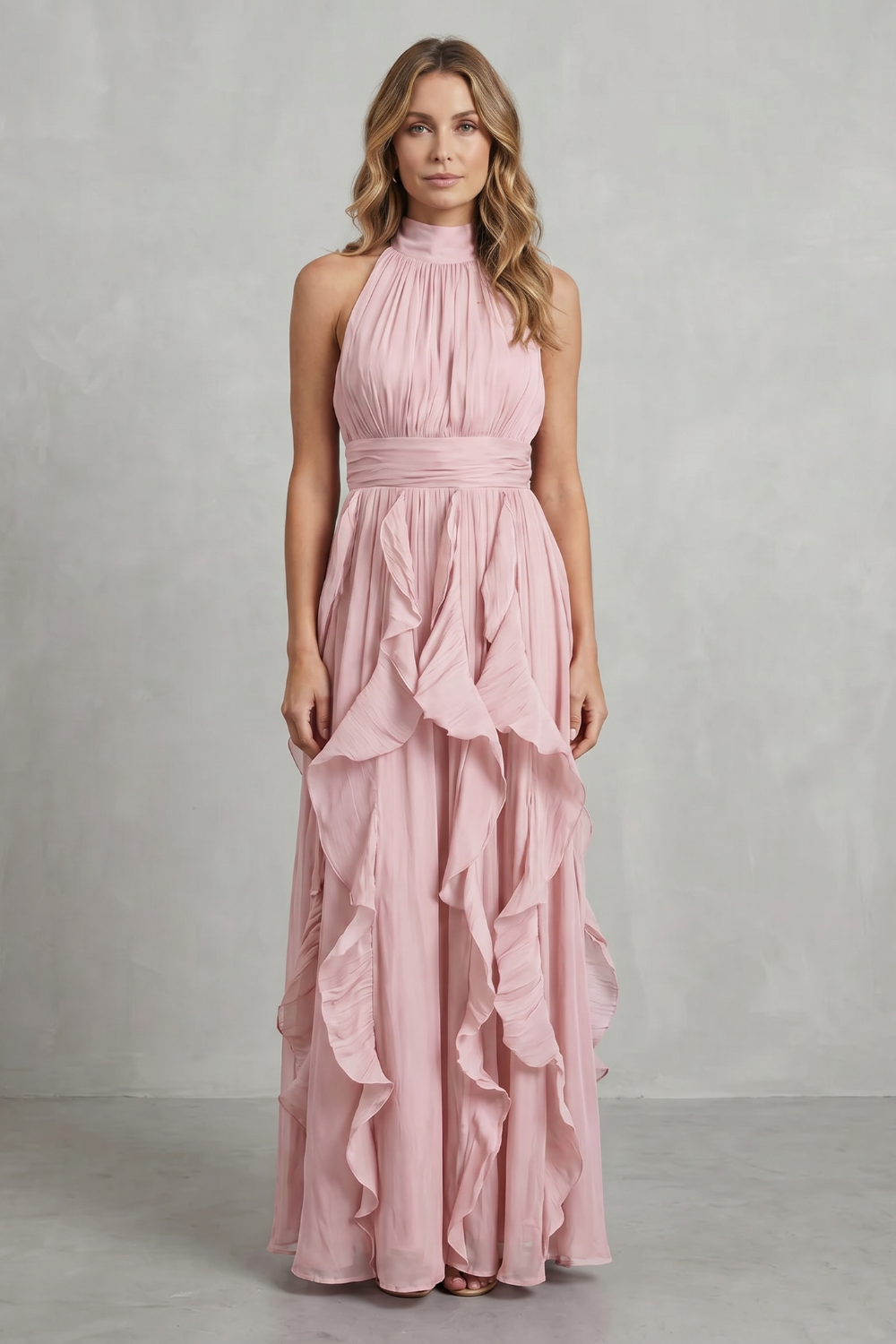 Rosa – Ruffled chiffon elegance – Maxi dress