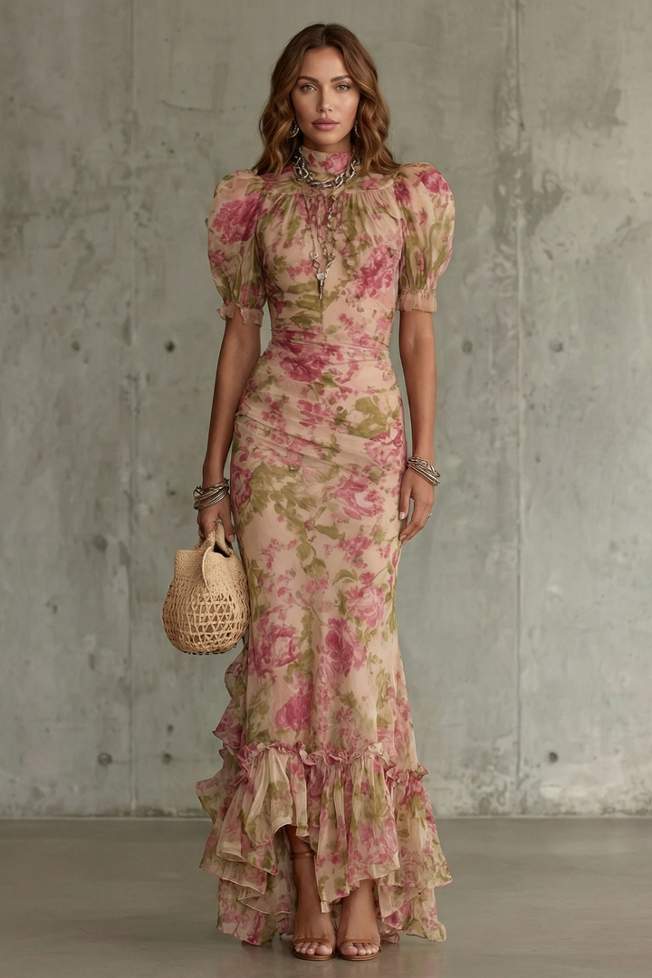 Roos – Romantic floral silhouette – Maxi dress