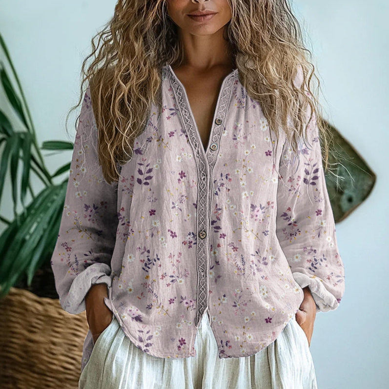Amélie™ - Soft Vintage Leaf Blouse