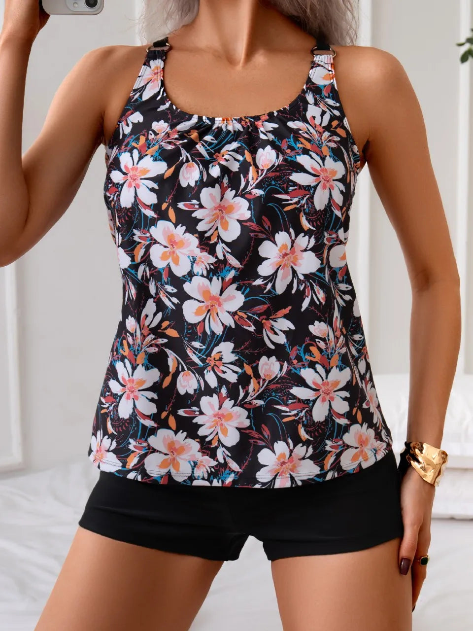 Madeline | Midnight Blossom Tankini Set