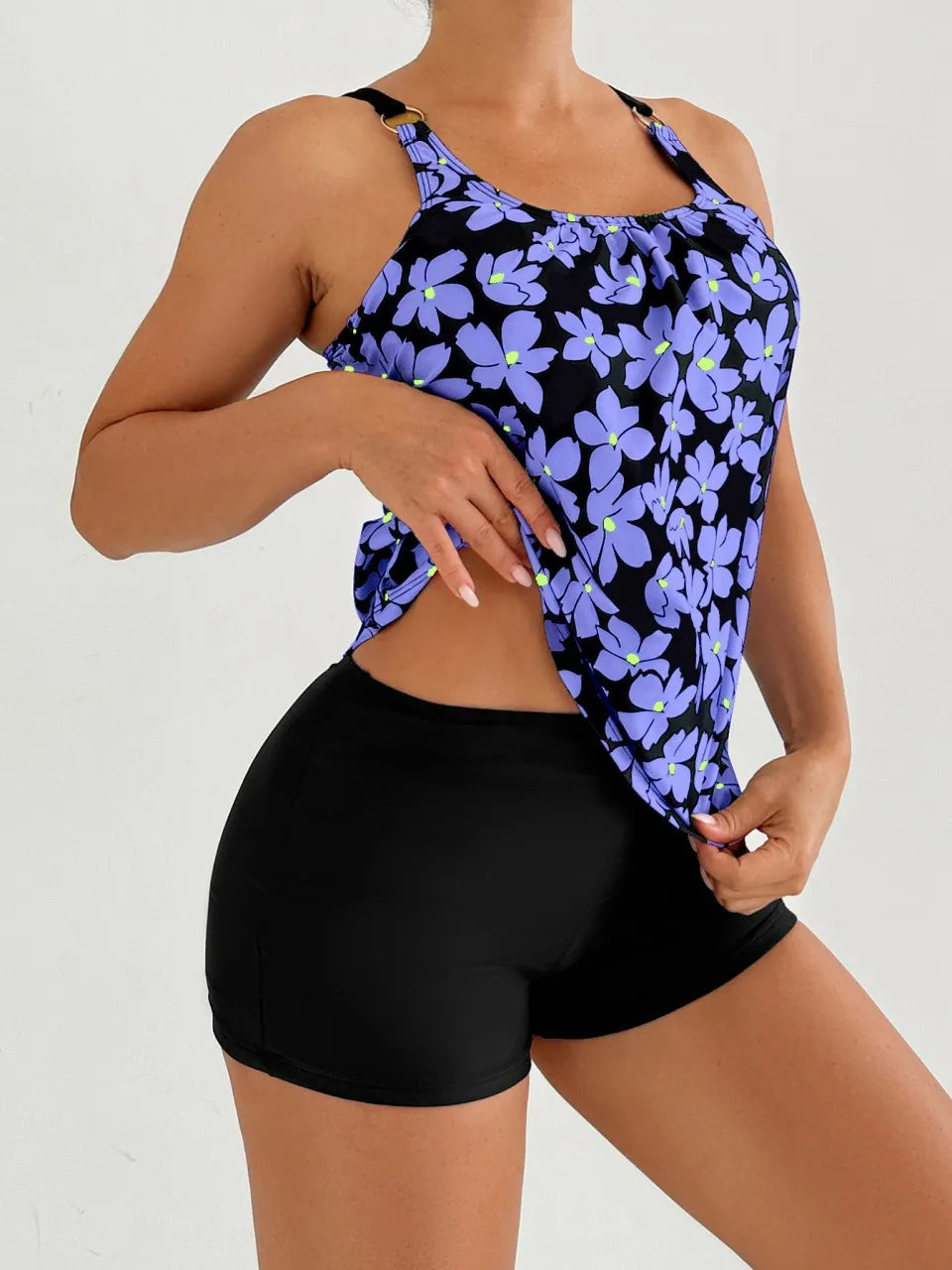 Madeline | Midnight Blossom Tankini Set