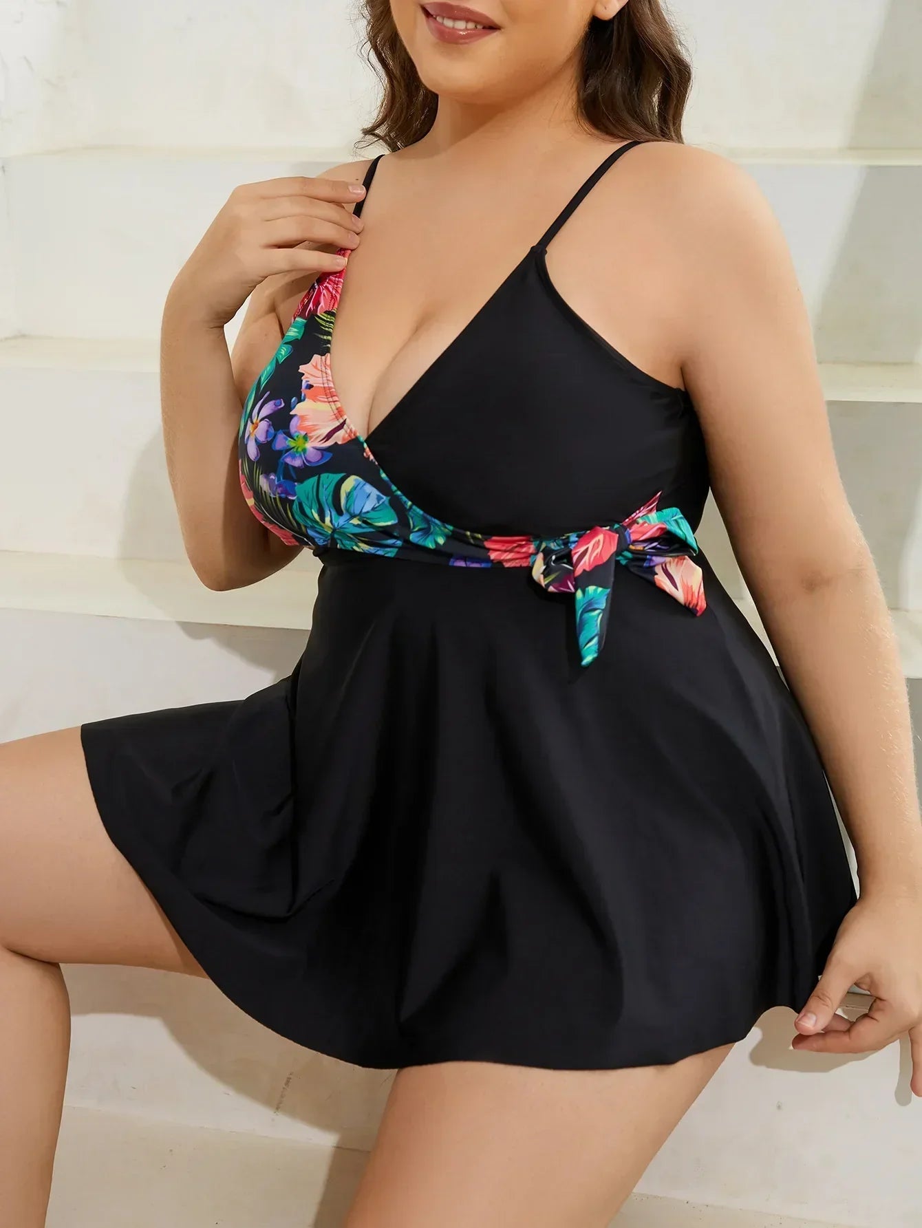 Sophia | Tropical Charm Plus Size Swimdress