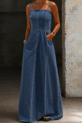 Savannah | Vintage Denim Maxi Dress