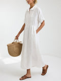 Lysandra™ — Long Cotton Shirt Dress