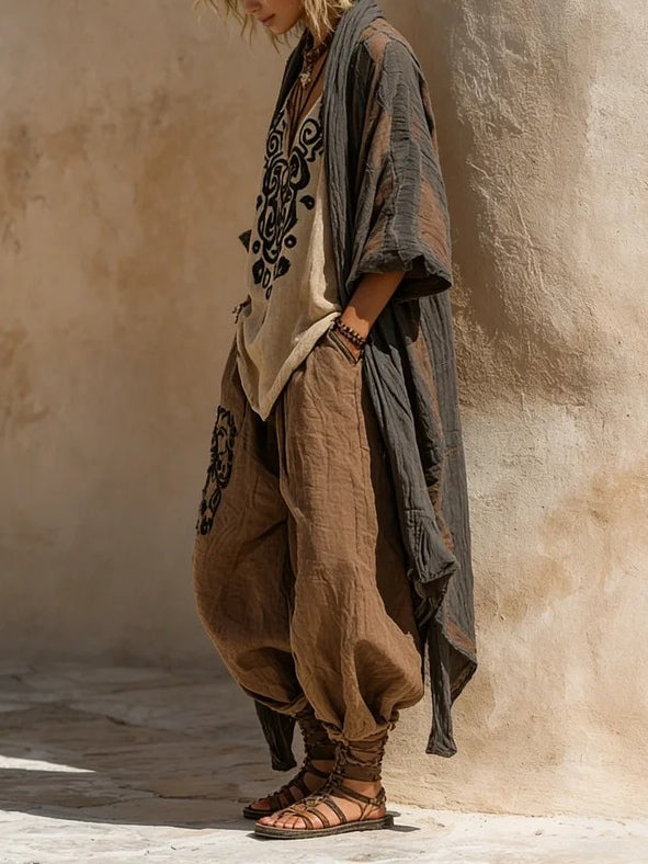 Maya | Bohemian Three-Piece Set Cotton-Linen Blend