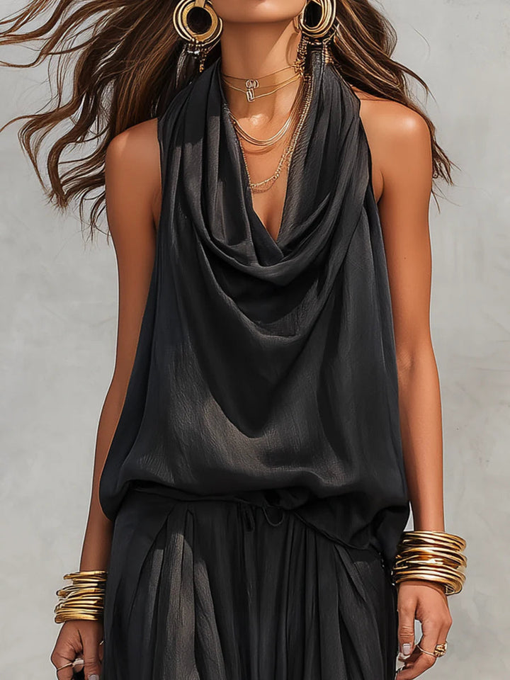 Maya | Halter Top &amp; Pleated Wide-Leg Pants Set