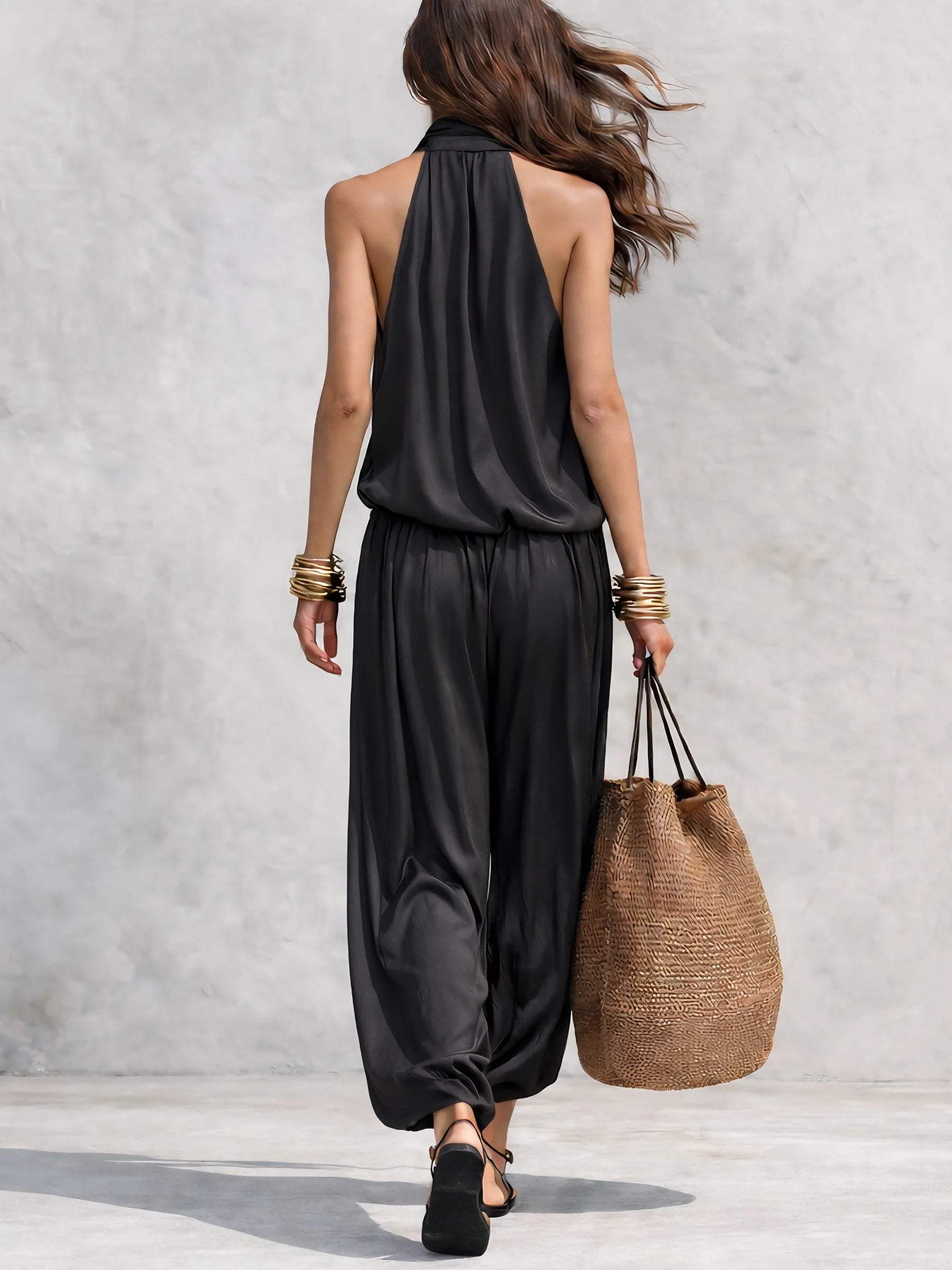 Maya | Halter Top & Pleated Wide-Leg Pants Set