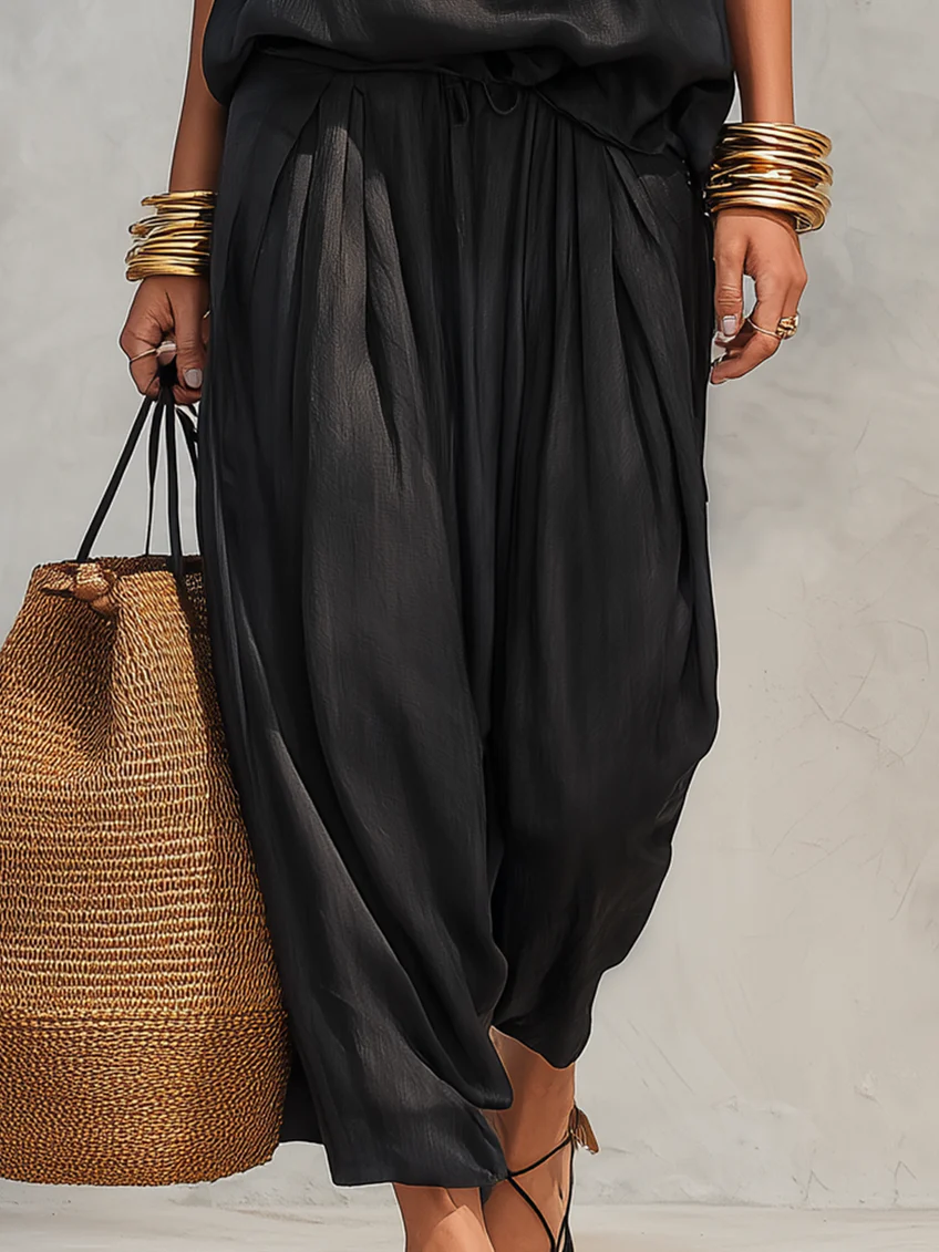Maya | Halter Top & Pleated Wide-Leg Pants Set