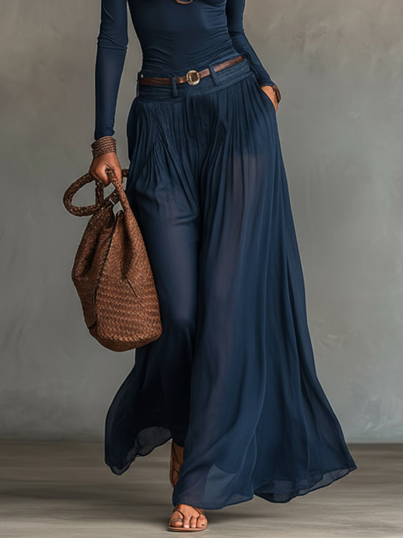Camila | One-Shoulder Jersey Bodysuit & Sheer Chiffon Maxi Skirt Set