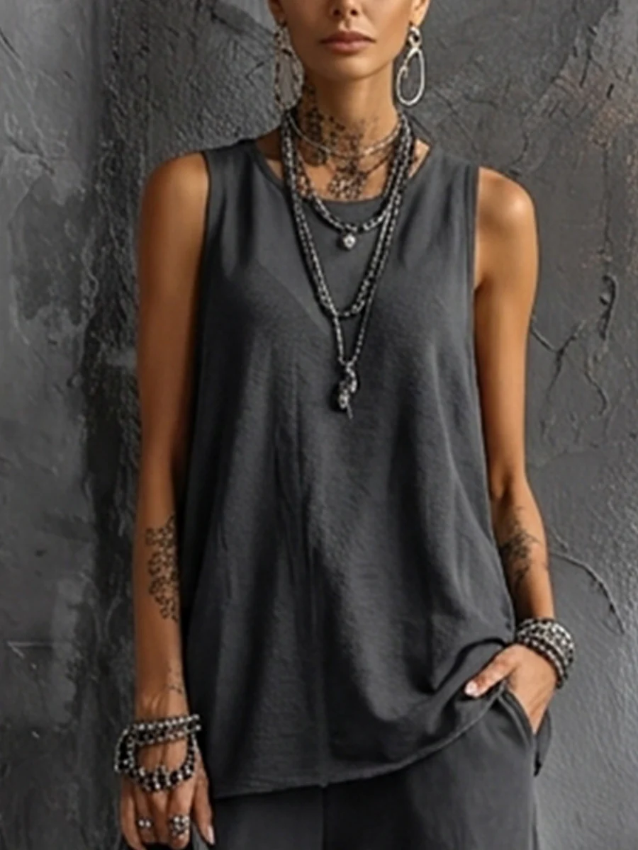 Harper | Sleeveless Vest & Jogger Cargo Set Rayon-Blend