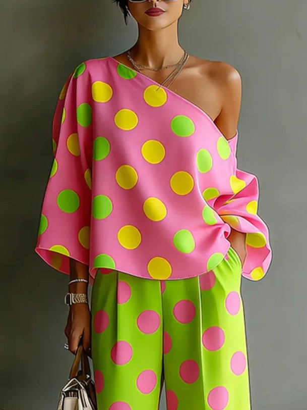 Camila | Off-Shoulder Top & Wide-Leg Satin Set
