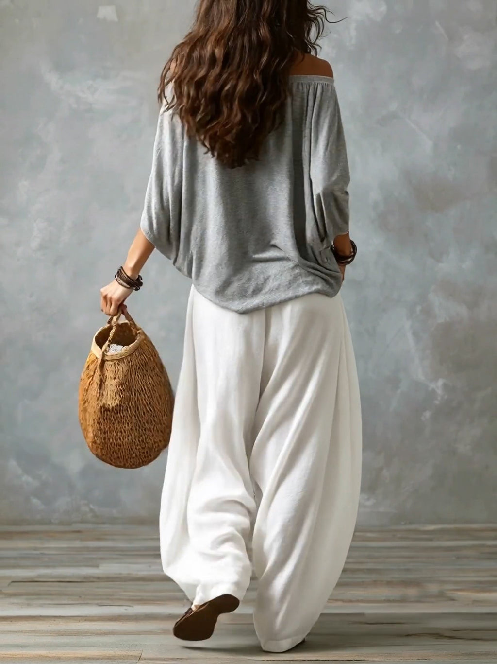 Maya | Off-Shoulder Top & Lantern Pants Set, Rayon Blend