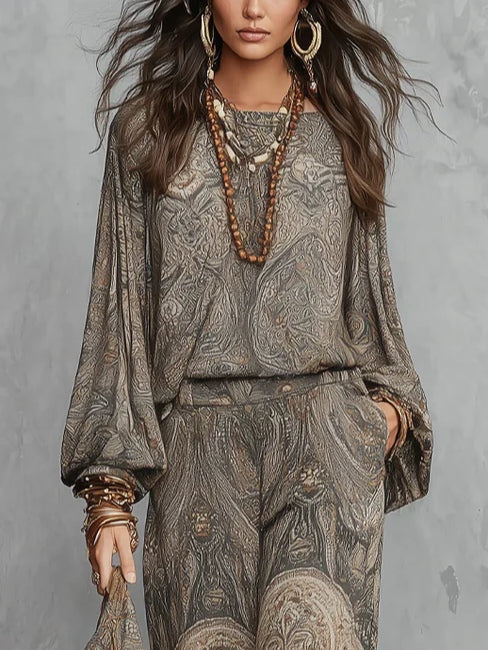 Camila | Lantern-Sleeve Top &amp; Wide-Leg Trousers Set