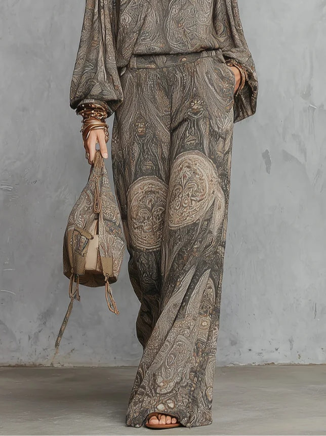 Camila | Lantern-Sleeve Top & Wide-Leg Trousers Set