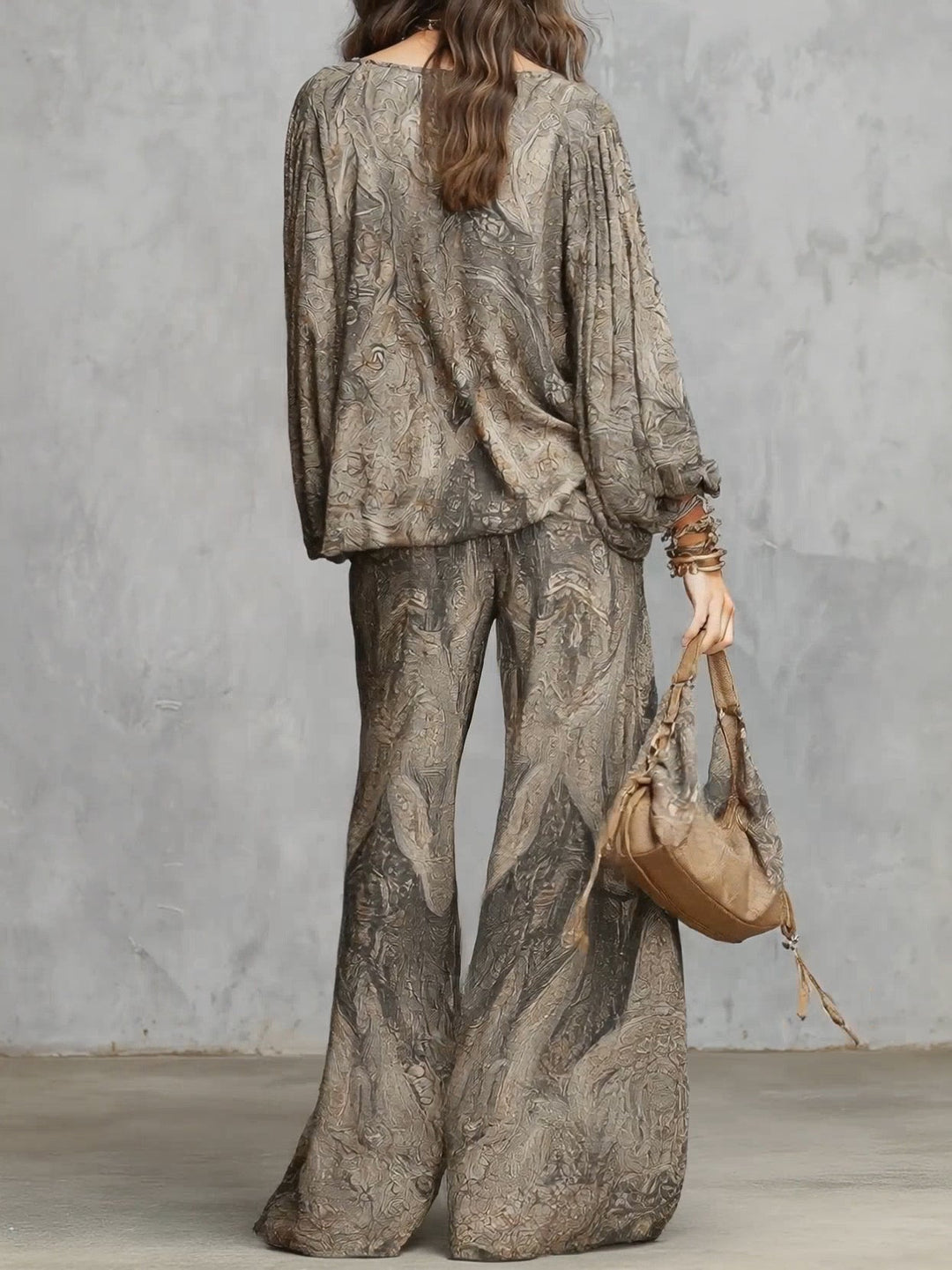 Camila | Lantern-Sleeve Top &amp; Wide-Leg Trousers Set