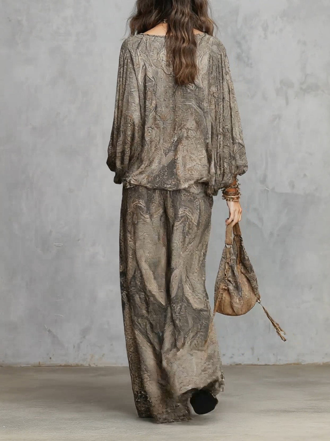 Camila | Lantern-Sleeve Top &amp; Wide-Leg Trousers Set