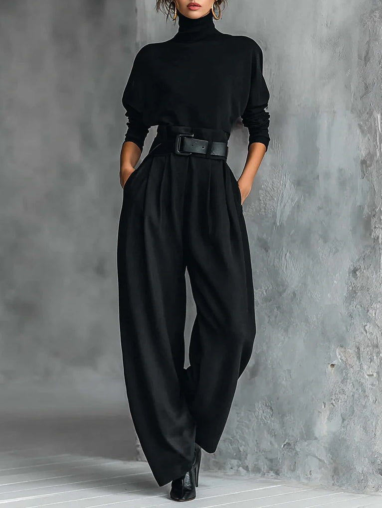Maya | Cotton-Blend Turtleneck Two-Piece Set