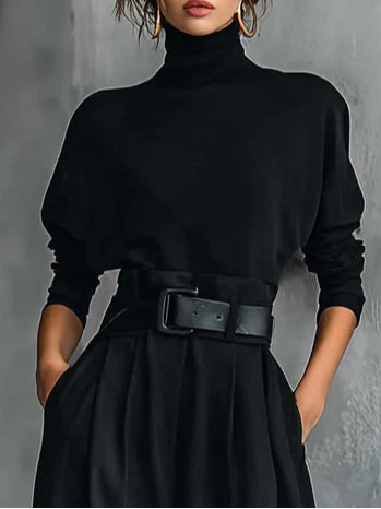 Maya | Cotton-Blend Turtleneck Two-Piece Set