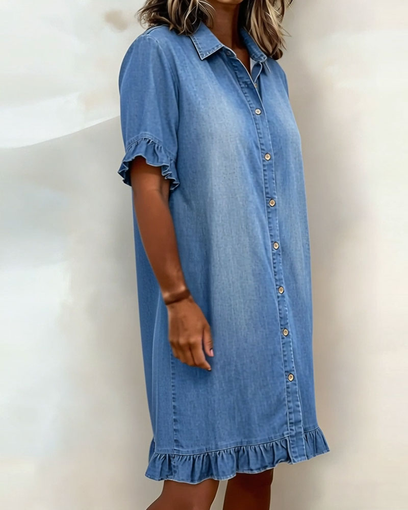 Belinda| Comfortable denim dress with flattering ruching