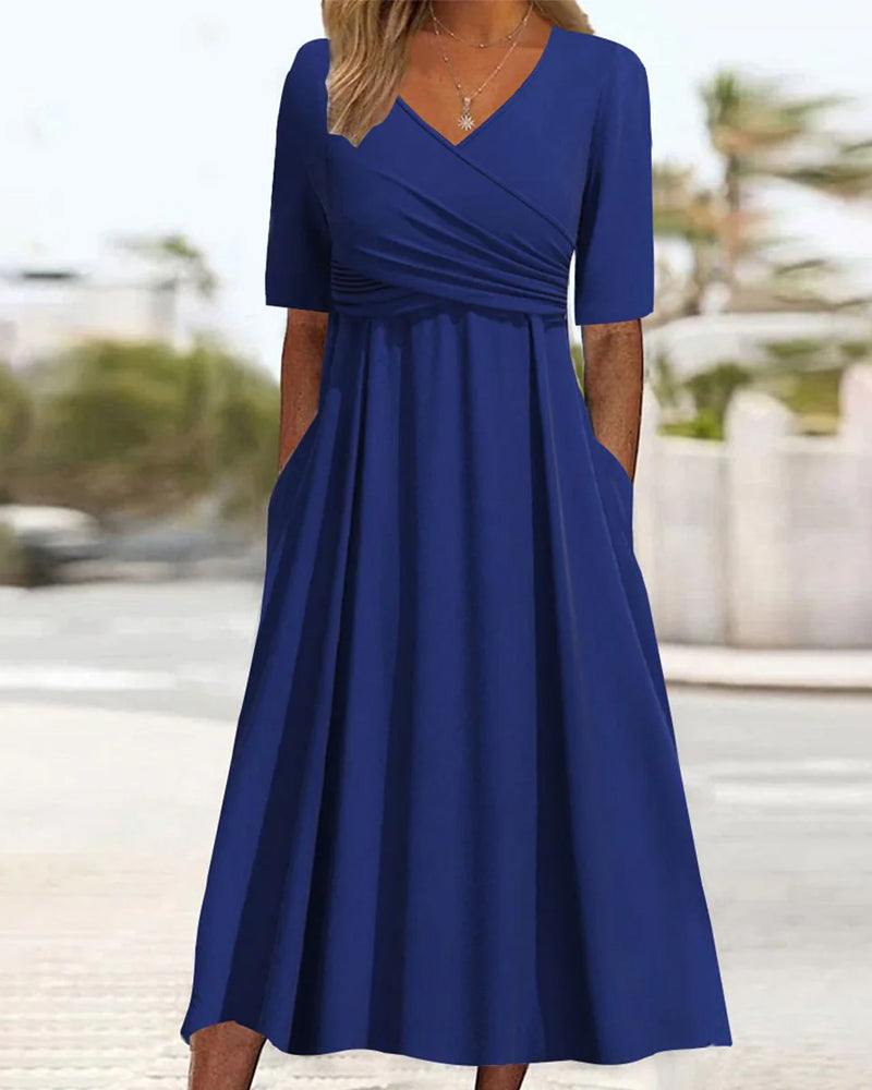 Pien - Crossover Dress With Short Sleeves