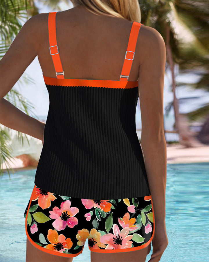 Federica - Ribbed Tankini Shorts Set