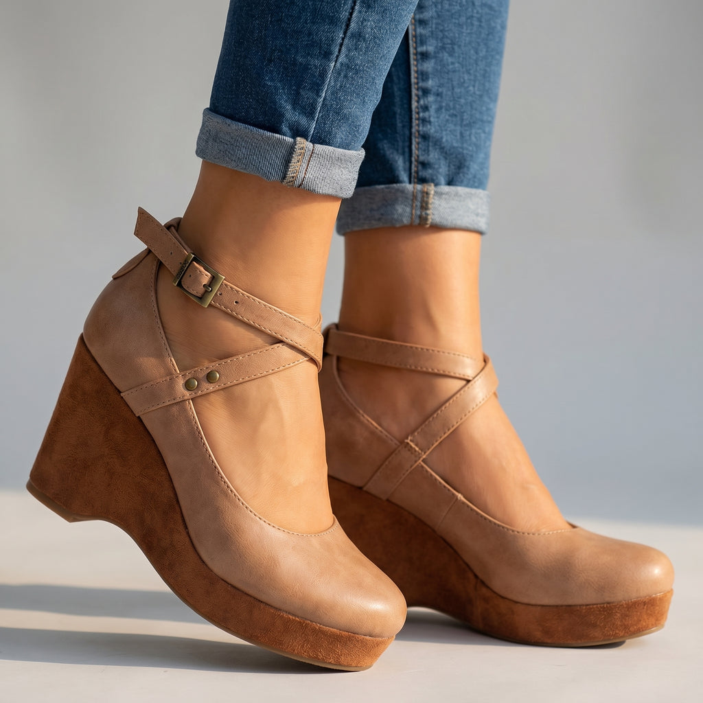 Anna | Cross-Strap Wedges