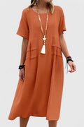 Amara™ | Loose Short-Sleeve midi pocket Dress