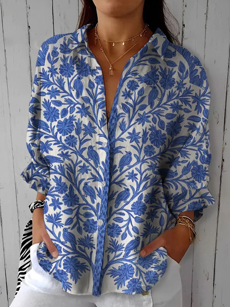Rachel | Blue Garden Blouse